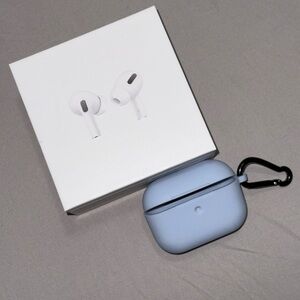 Apple AirPods Pro (1st Generation) w/ Charging Case + Blue Protective Case